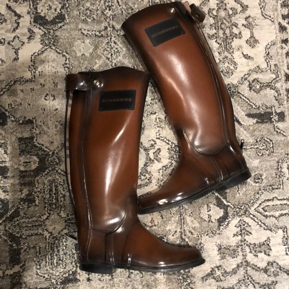 🇺🇸 Burberry Brown Rain ☔️ Boots US 8 - !!marked 39!! - Picture 1 of 16